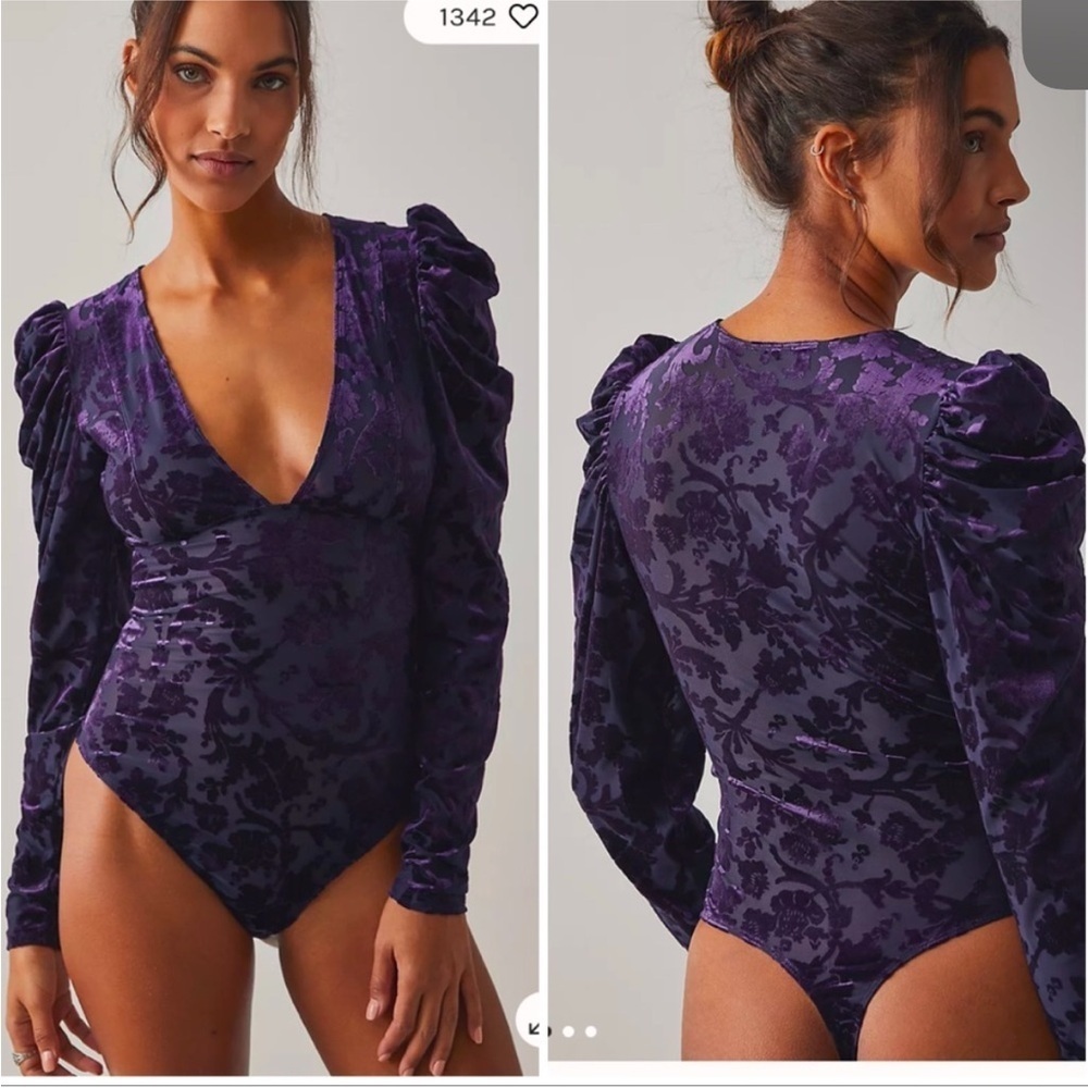 NWT Sexy Purple Velvet Bodysuit Small​​​